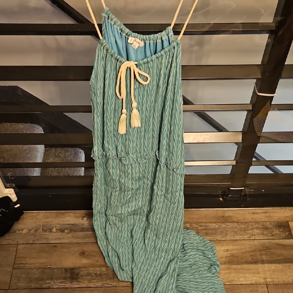 Love Sky Blue Dress with Drawstring
